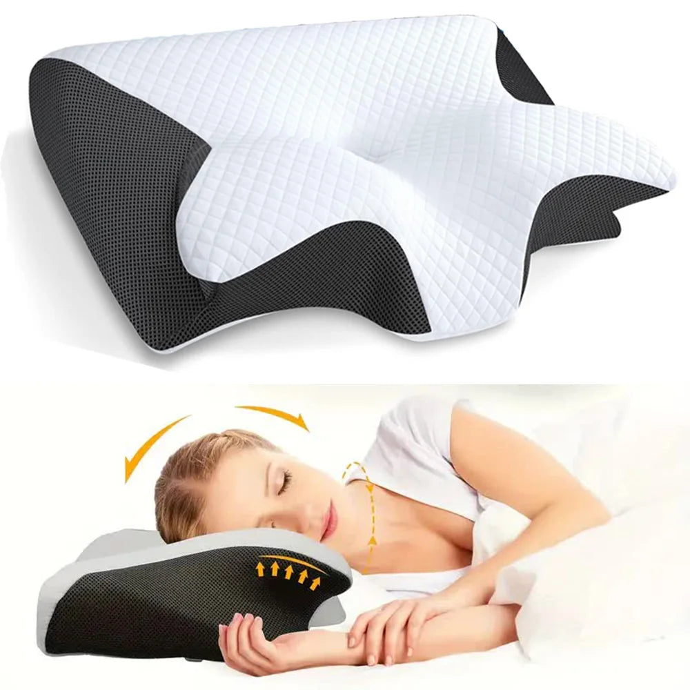 LucieLuxe™ Butterfly Memory Foam Neck Pillow with Armrests for Side & Back Sleepers