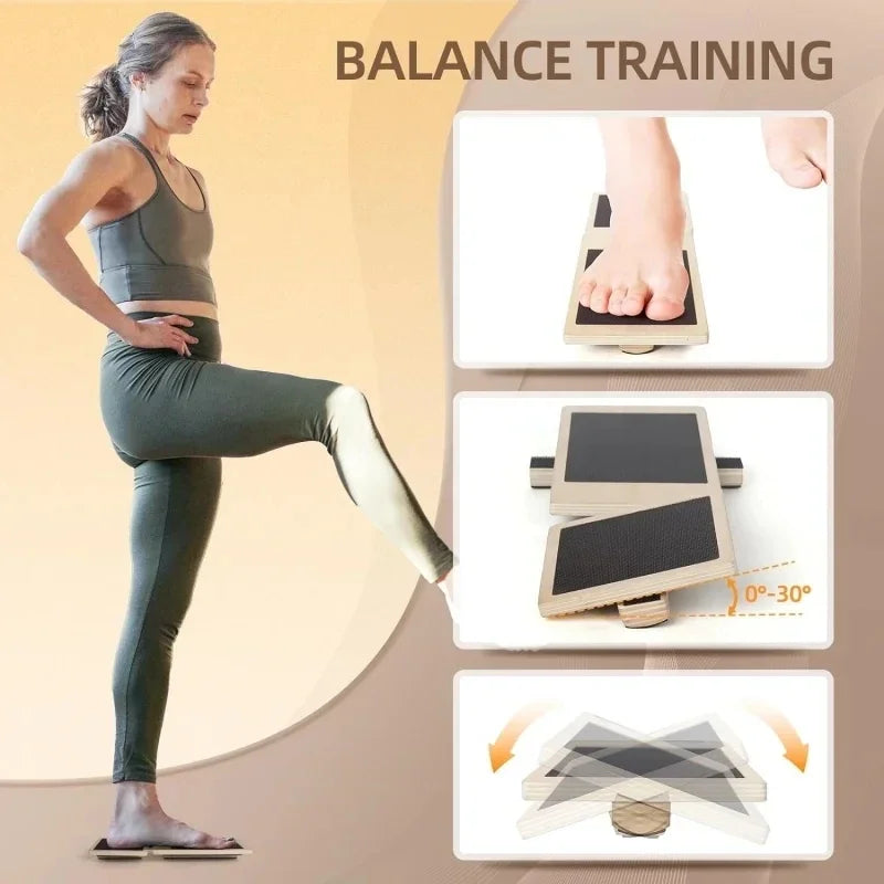 LucieLuxe™ Single Leg Balance Board – Wooden Ankle Strengthener & Stability Trainer
