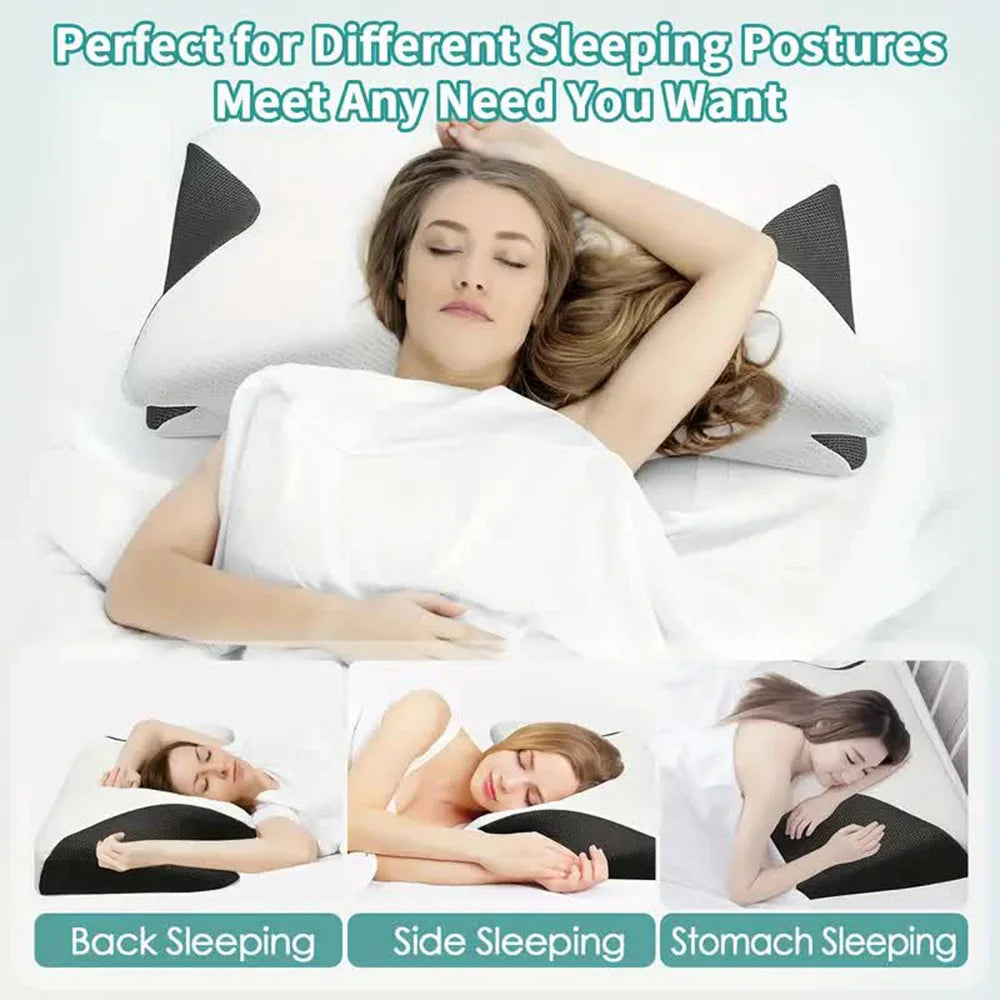 LucieLuxe™ Butterfly Memory Foam Neck Pillow with Armrests for Side & Back Sleepers