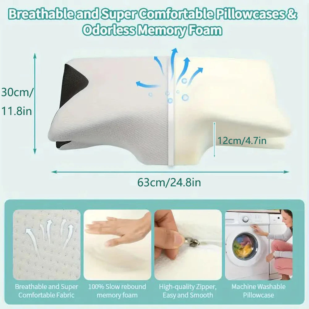 LucieLuxe™ Butterfly Memory Foam Neck Pillow with Armrests for Side & Back Sleepers