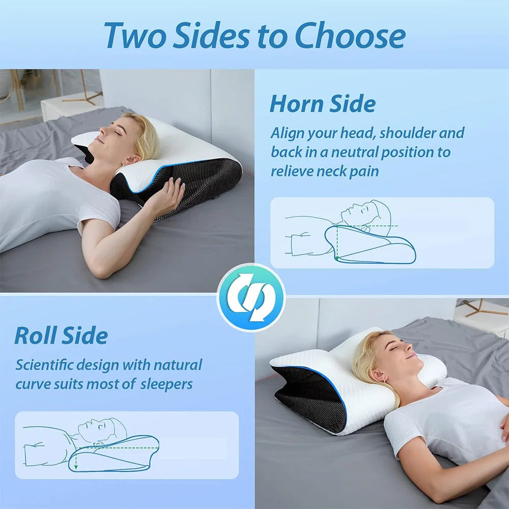 LucieLuxe™ Butterfly Memory Foam Neck Pillow with Armrests for Side & Back Sleepers