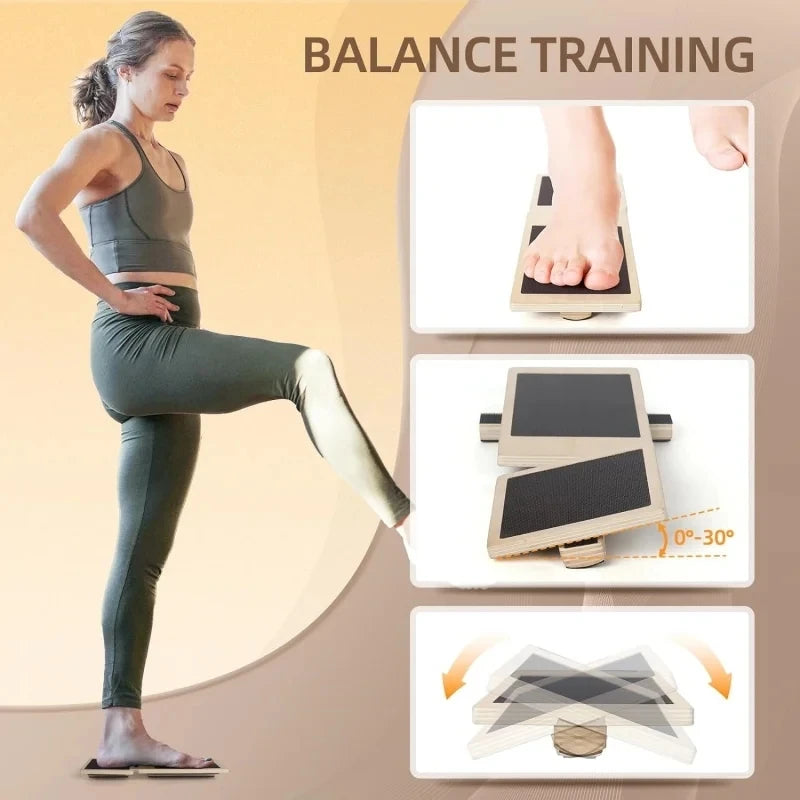 LucieLuxe™ Single Leg Balance Board – Wooden Ankle Strengthener & Stability Trainer